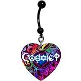 Rainbow Coexist Heart Dangle Belly Ring