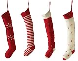 Tag Alpine Collection 20-Inch Red-and-White Knitted Christmas Stocking Assortment, Set of 8