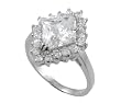 Sterling Silver Diamond Shape Round Cut CZ Ring