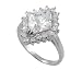 Sterling Silver Diamond Shape Round Cut CZ Ring