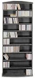 CD / DVD / VHS 600 Solid Wood Corner Design Multimedia Storage Floor Rack in Black Finish
