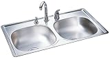 Kindred MSB654 7-by-33-by-19-Inch Double-Bowl Drop-In Kitchen Sink, Stainless Steel