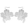 Silver Tone Filigree Clover Earrings