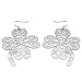 Silver Tone Filigree Clover Earrings