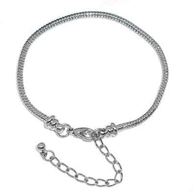 Cheap Girls Jewelry Childrens Kids Bracelet Fits 6"- 8" for Pandora Beads Silver Plated Snake Chain Lobster Clasp 6" + 2" Extension Adjustable (Screw End) For Sale