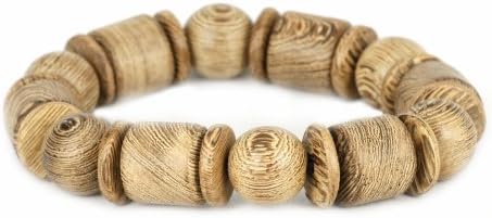 Buddism Prayer Mala Wenge Wood Man Stretch Bracelet, 15mm Round Bead