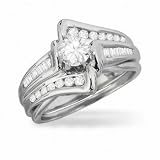 7/8 ct tw round center Bridal Set