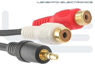 6ft Mini Stereo Male to Dual Rca Female Cable