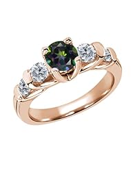 1.88 Ct Round Green Mystic Topaz G/H Diamond 18K Rose Gold Ring