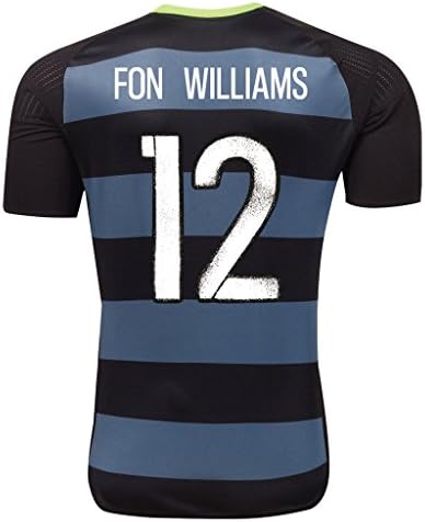 #12 Fon Williams Black Away Match Soccer Adult EURO 2016 Jersey