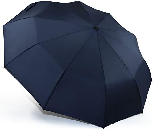 GARMAR Windproof 10-RIB Compact Travel Umbrella with Auto Open Close.(Navy Blue)