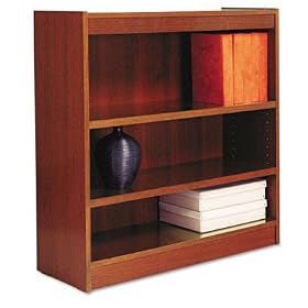 Alera Wood Veneer 3-Shelf Square Corner Bookcase, Finished Back, 36 x 12 x 36, Cherry... by Alera