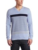 Kenneth Cole Mens V-Neck Printed Stripe Sweater