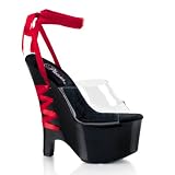 6 1/2 Inch Sexy Corset-Style Platform Wedge Shoe With Ankle Laces Black