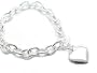 Oval Rolo 7.5" Heart Tag Charm Silver Tone Bracelet