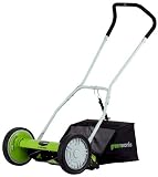 Cheap Greenworks 25052 16 Inch 5 Blade Push Reel Lawn Mower With Grass Catcher