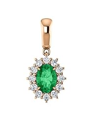 10K Rose Gold 7.00x5.00mm Oval Cut Emerald and Diamond Pendant -- LIFETIME WARRANTY