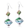 Sterling Silver Green And Pale Blue Stripes Dangle Earrings