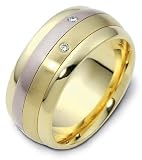 9mm spinning two-tone diamond wedding band ring (0.09cts diamonds 14K Gold)