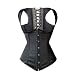 Muka Beautifully Faux Leather Black Underbust Fashion Corset With Shoulder straps, Gift Idea