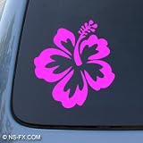 HIBISCUS FLOWER - Hawaiian - Car, Truck, Notebook, Vinyl Decal Sticker #1019 | Vinyl Color: Pink
