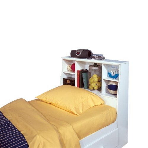 Kitchen: Starlight White Twin Bookcase Headboard