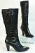Damen Leder Langschaft Stiefel schwarz