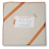 SwaddleDesigns Organic Ultimate Receiving Blanket - Natural with Orange Trim