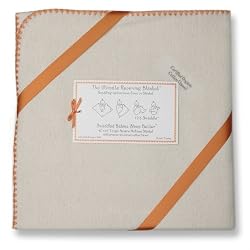 SwaddleDesigns Organic Ultimate Receiving Blanket - Natural with Orange Trim