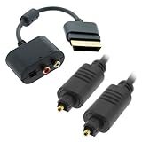 GTMax RCA Optical Audio Adapter Cable + Black 25Feet Optical Toslink Male t ....