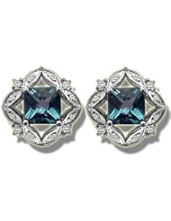 .16 ct 2-5mm Checkercut Blue Topaz Earring