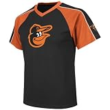 MLB Boys' Baltimore Orioles Jetstream Short Sleeve Raglan Overdyed Tee (Black/Dark Orange/White, Large)