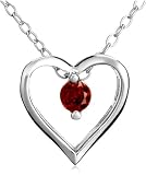Sterling Silver Garnet Heart Pendant, 18
