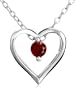 Sterling Silver Garnet Heart Pendant, 18"