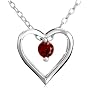 Sterling Silver Garnet Heart Pendant, 18"