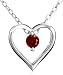 Sterling Silver Garnet Heart Pendant, 18