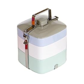 Vivo Square Bento Box, White, Grey, Blue, Green