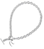 Elements Sterling Silver Ladies N659 Heart Tag T Bar Necklace