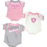 Reebok Oakland Raiders Infant 3-Piece Creeper Set - Pink 0-3 Months