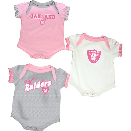 Reebok Oakland Raiders Infant 3-Piece Creeper Set - Pink 3-6 Months