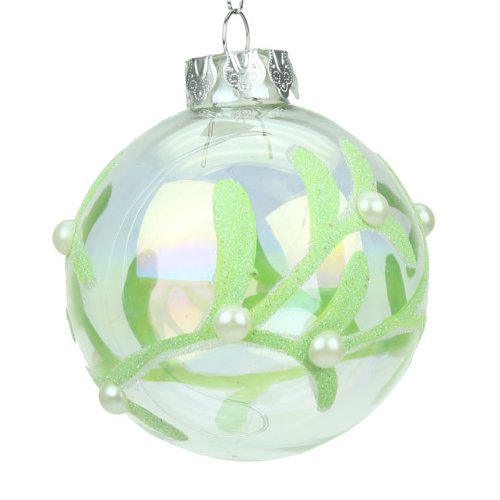 Iridescent Mistletoe Glass Christmas Bauble