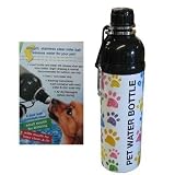 DOG WATER BOTTLE - STAINLESS STEEL- BPA FREE- PUPPY PAWS DESIGN