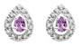 10k White Gold, February Birthstone, Amethyst and Diamond Pear Shaped Earrings