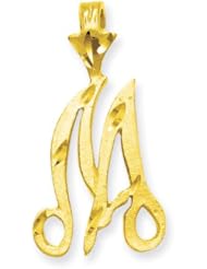 10k Yellow Gold Initial M Pendant. Metal Wt- 0.81g