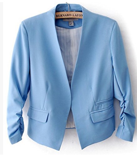 テーラードジャケット ドレス スーツ スリム　タイト　美しい　春　ヨーロピアン　シルエット ブルー (オリジナル・ブレスレットとサシェセット)