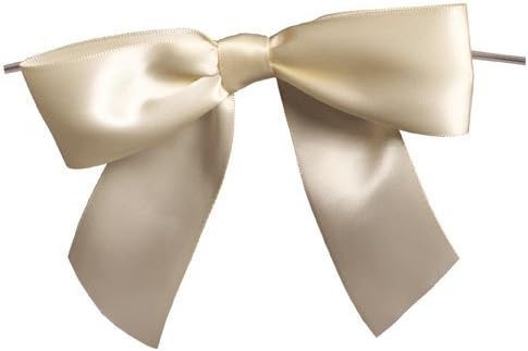 Pre-Tied Bow 12 Pack of 5" Ivory Satin Pre-Tied Bow with Wire Twist Included
