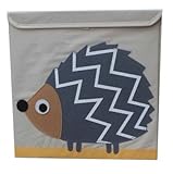 【POLKA】ポルカ 蓋つき 収納BOX 折りたたみ式 綿素材 33㎝ 正方形 全10種類 (Hedgehog)