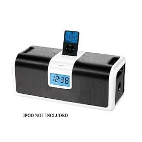 Click here to buy Homedics DP-900 Portable DocknParty iPod Docking Station with FM Clock Radio Black White by HoMedics.