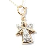 10K Gold Diamond Angel Pendant w/ Chain