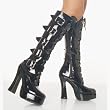 5 Inch Trendy Gothic Platform Boots Stack Heel w/ 1 1/2 Inch Platform Boots Black Patent